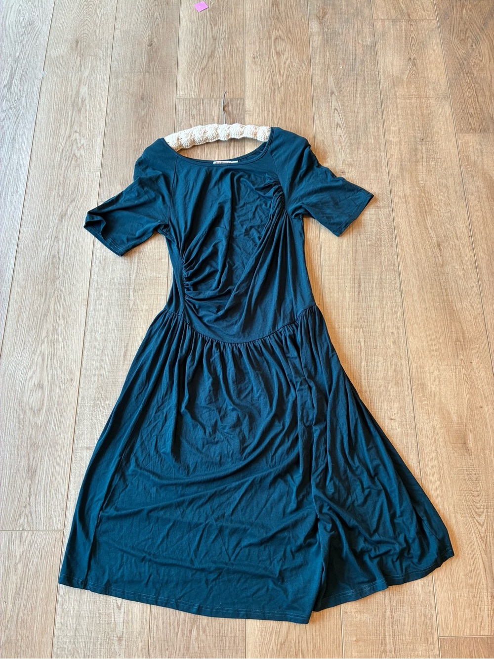 Mikarose Jade green Short-Sleeve fit&flare A-Line Dress stretchy soft viscose L